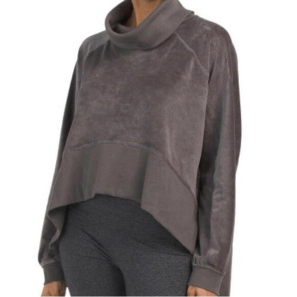 Free People Sweaters - Free People Movement Last Chance Oversize Pullover Sweatshirt M Velour Charcoal